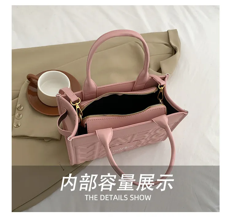 Luxury Women's Embossed Tote Bag, Fashionable Commuter Shoulder Crossbody Handbag, Versatile Light Luxury Letter Design for Daily Use showcase 6