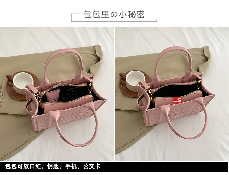 Luxury Women's Embossed Tote Bag, Fashionable Commuter Shoulder Crossbody Handbag, Versatile Light Luxury Letter Design for Daily Use showcase 3