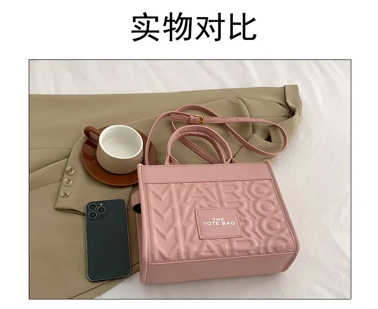 Luxury Women's Embossed Tote Bag, Fashionable Commuter Shoulder Crossbody Handbag, Versatile Light Luxury Letter Design for Daily Use showcase 4