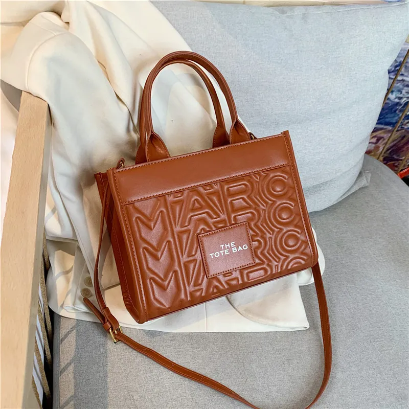 Luxury Women's Embossed Tote Bag, Fashionable Commuter Shoulder Crossbody Handbag, Versatile Light Luxury Letter Design for Daily Use - Image 4
