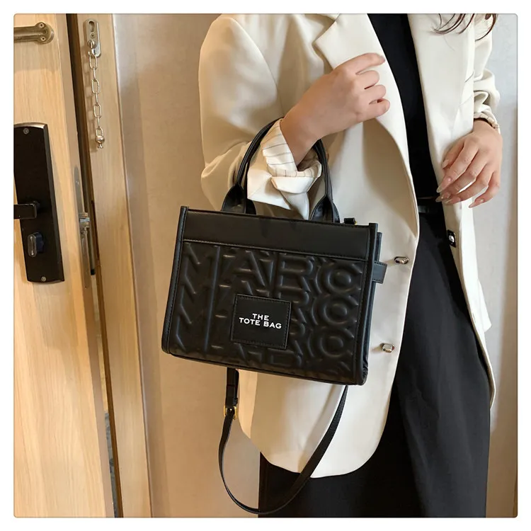 Luxury Women's Embossed Tote Bag, Fashionable Commuter Shoulder Crossbody Handbag, Versatile Light Luxury Letter Design for Daily Use showcase 13