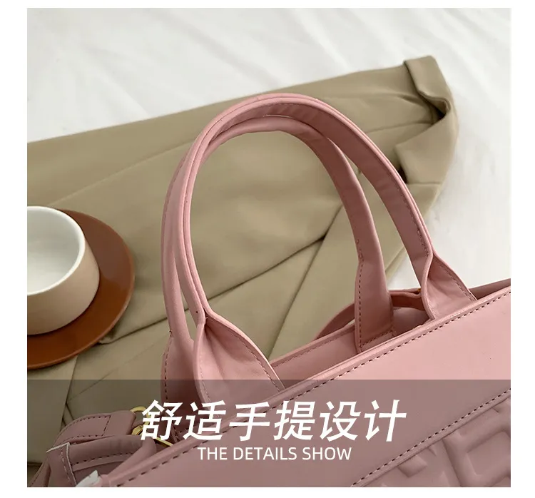 Luxury Women's Embossed Tote Bag, Fashionable Commuter Shoulder Crossbody Handbag, Versatile Light Luxury Letter Design for Daily Use showcase 9
