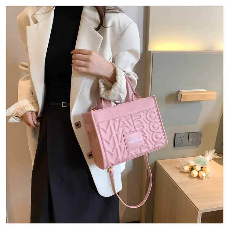 Luxury Women's Embossed Tote Bag, Fashionable Commuter Shoulder Crossbody Handbag, Versatile Light Luxury Letter Design for Daily Use showcase 15