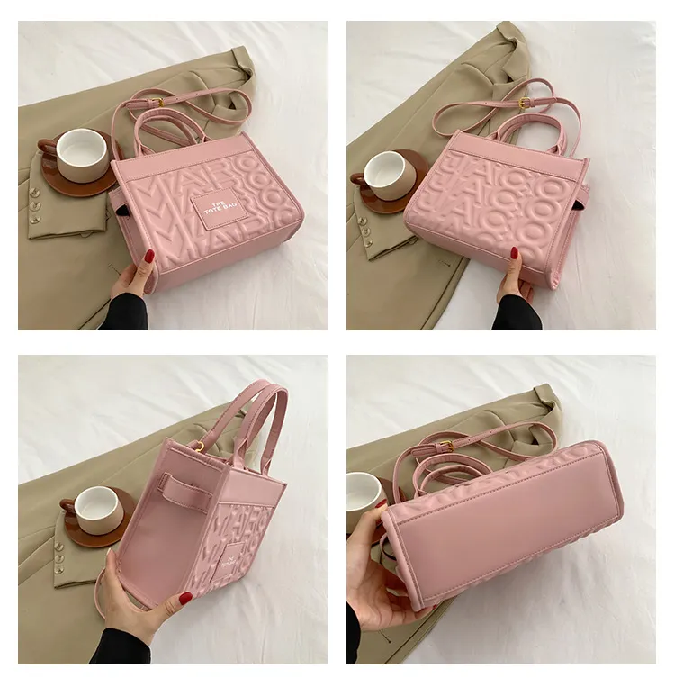 Luxury Women's Embossed Tote Bag, Fashionable Commuter Shoulder Crossbody Handbag, Versatile Light Luxury Letter Design for Daily Use showcase 11