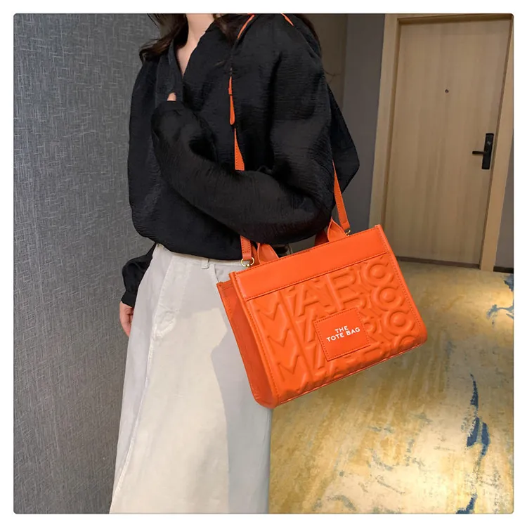 Luxury Women's Embossed Tote Bag, Fashionable Commuter Shoulder Crossbody Handbag, Versatile Light Luxury Letter Design for Daily Use showcase 16