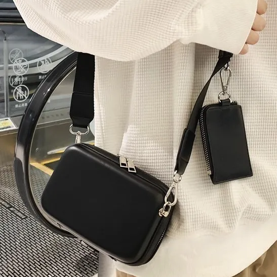 New Brand Small Square Bag Women's Casual Shoulder Bag 2-in-1 Box Bag Men's Crossbody Bag Versatile Fashion Accessory thumbnail 1