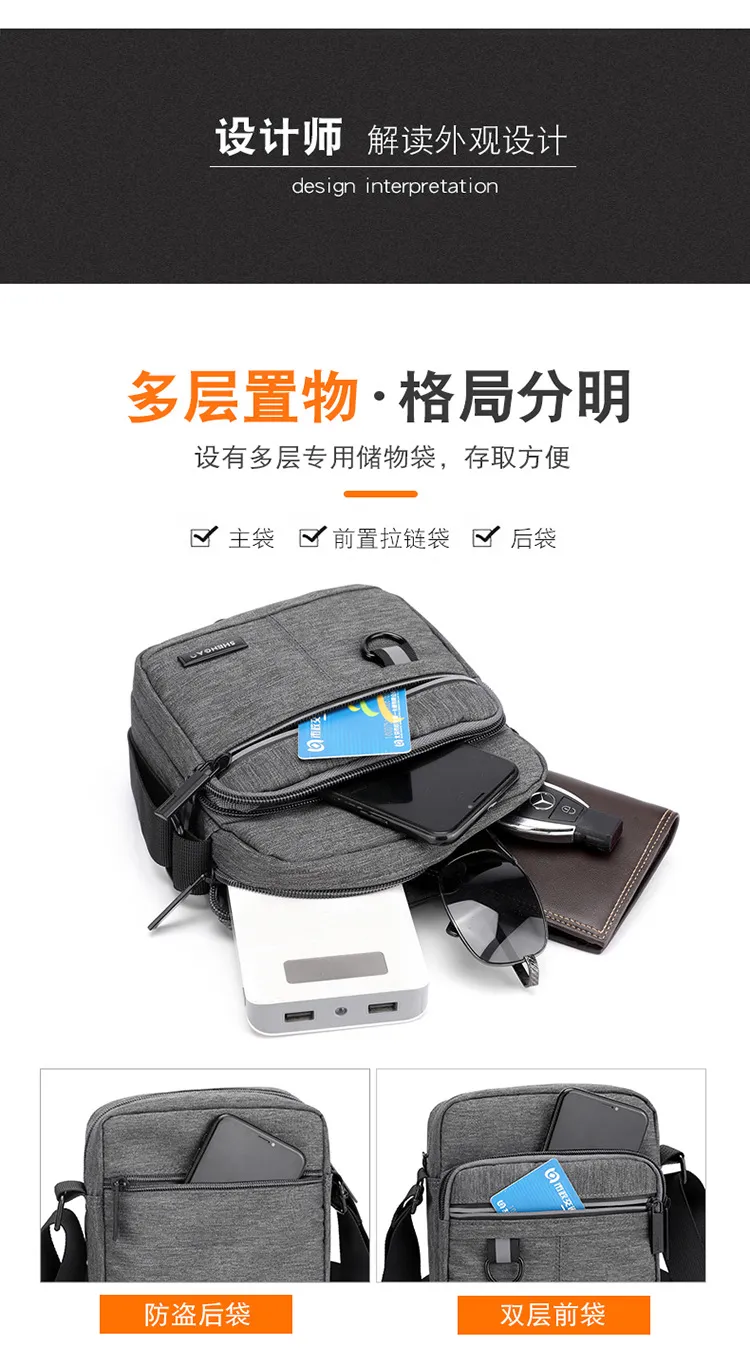 Men's Oxford Cloth Crossbody Shoulder Bag - Casual Canvas Messenger Bag, Small Phone Pouch, Stylish 2024 Design for Everyday Use showcase 5