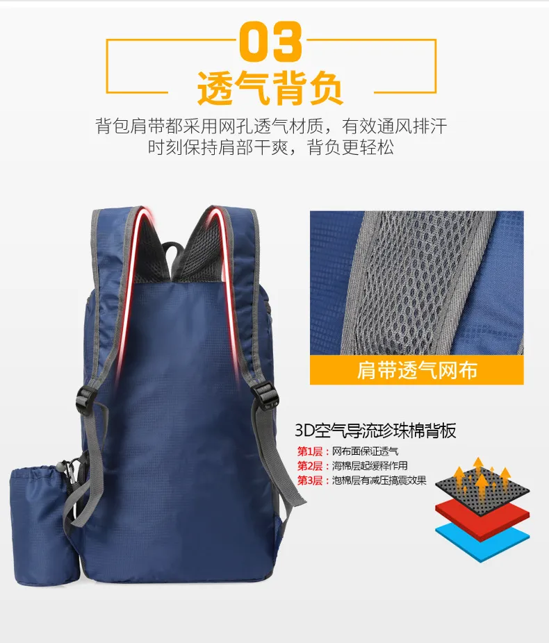Warneim 20L Lightweight Waterproof Folding Backpack for Men - Durable Travel, Mountaineering, and Outdoor Adventure Bag showcase 4