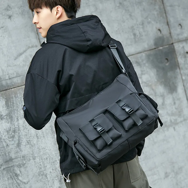 Men's Trendy Canvas Crossbody Messenger Bag - Japanese Style Workwear & Casual Shoulder Bag for Students & Women thumbnail 1
