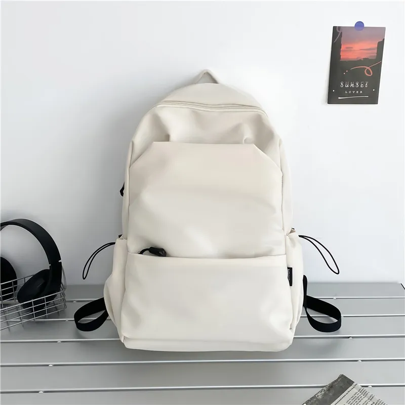 Large Capacity Solid Color Backpack for Women & Men, Korean Style Versatile School Bag, Waterproof College Student Backpack thumbnail 7