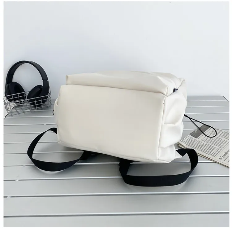 Large Capacity Solid Color Backpack for Women & Men, Korean Style Versatile School Bag, Waterproof College Student Backpack showcase 14