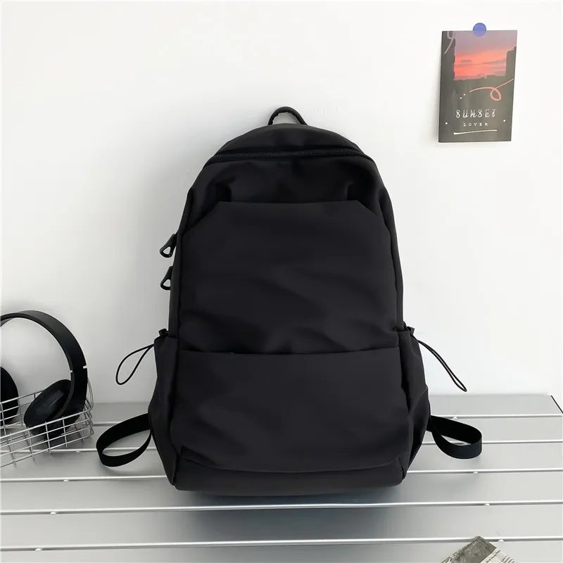 Large Capacity Solid Color Backpack for Women & Men, Korean Style Versatile School Bag, Waterproof College Student Backpack thumbnail 8