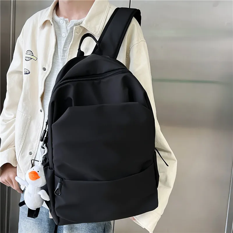 Large Capacity Solid Color Backpack for Women & Men, Korean Style Versatile School Bag, Waterproof College Student Backpack thumbnail 4