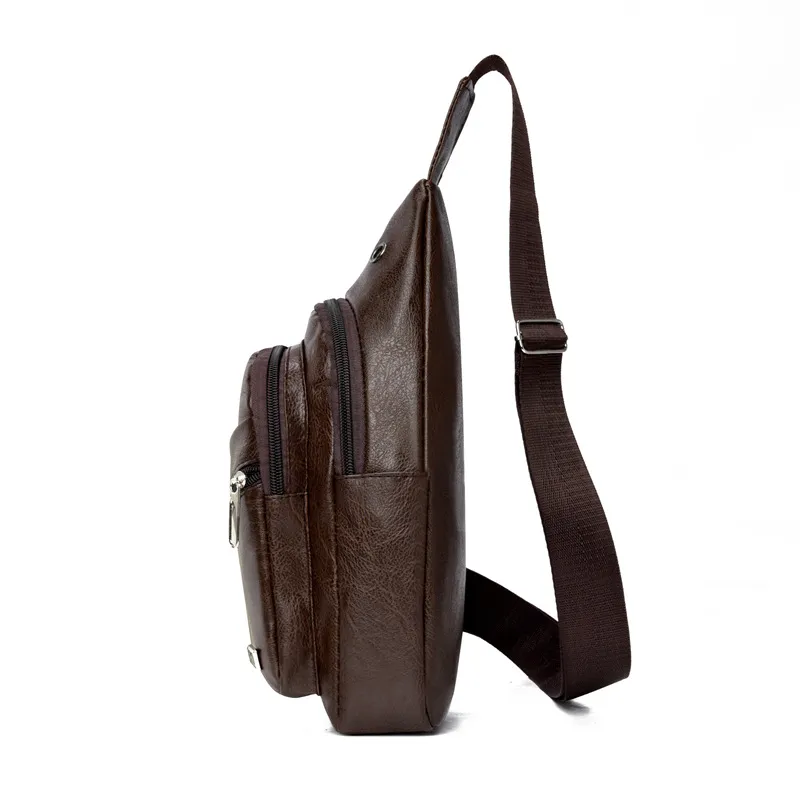 2024 Men's Soft Leather Chest Bag - Waterproof Business Shoulder Messenger Bag for Casual & Business Use, Wholesale Direct from Manufacturer thumbnail 2