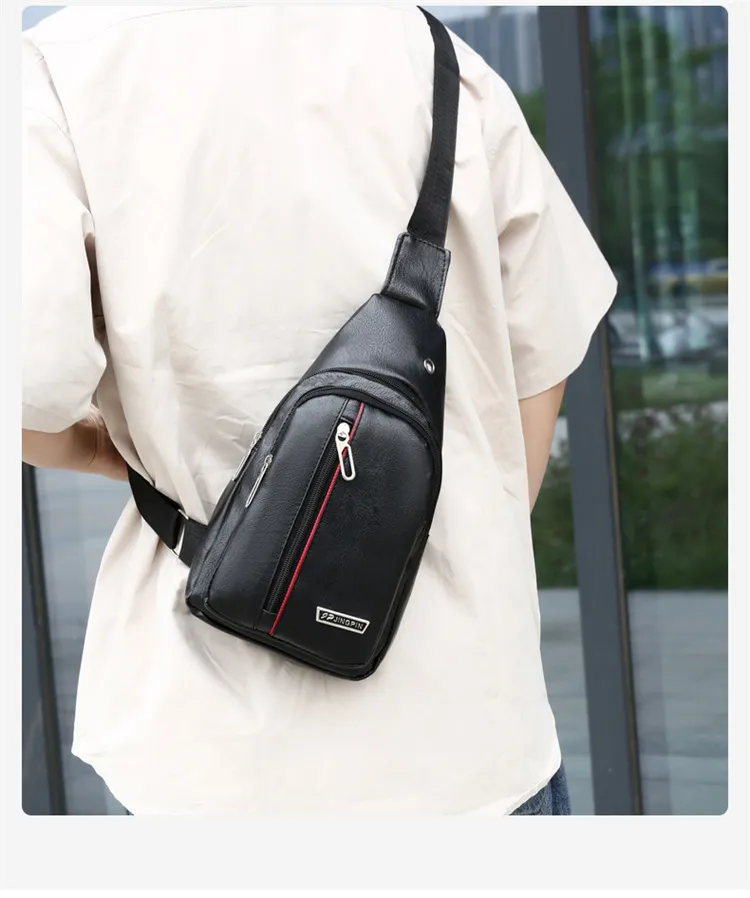 2024 Men's Soft Leather Chest Bag - Waterproof Business Shoulder Messenger Bag for Casual & Business Use, Wholesale Direct from Manufacturer showcase 16