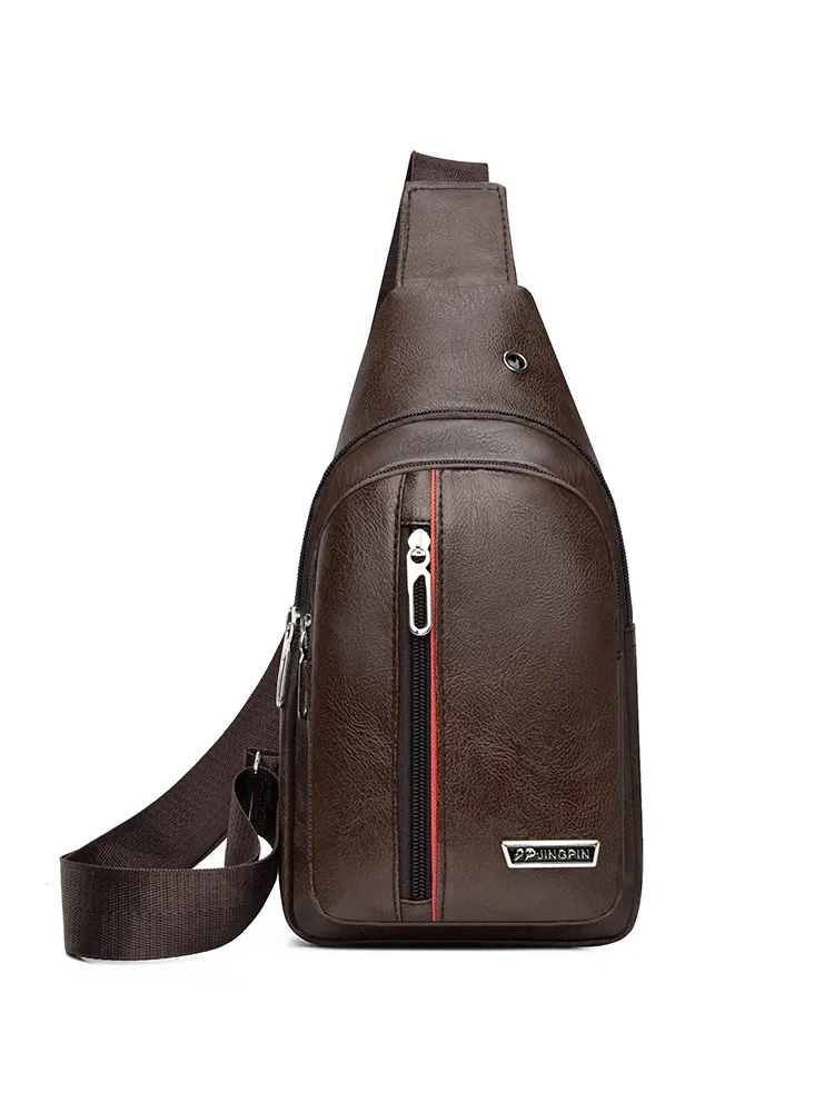2024 Men's Soft Leather Chest Bag - Waterproof Business Shoulder Messenger Bag for Casual & Business Use, Wholesale Direct from Manufacturer thumbnail 7