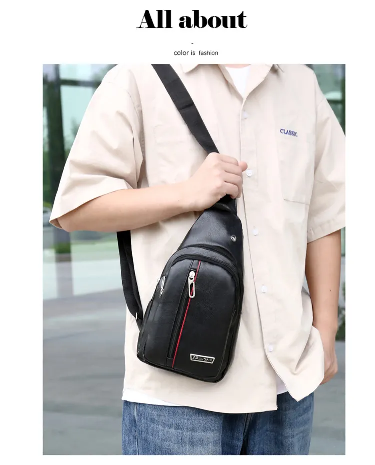 2024 Men's Soft Leather Chest Bag - Waterproof Business Shoulder Messenger Bag for Casual & Business Use, Wholesale Direct from Manufacturer showcase 19