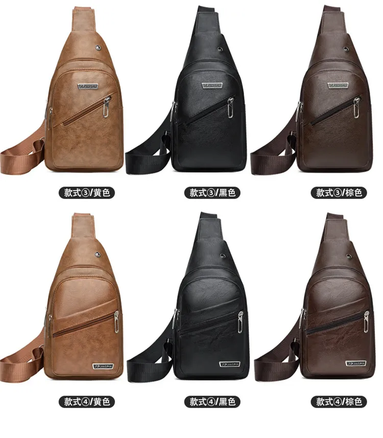 2024 Men's Soft Leather Chest Bag - Waterproof Business Shoulder Messenger Bag for Casual & Business Use, Wholesale Direct from Manufacturer showcase 3