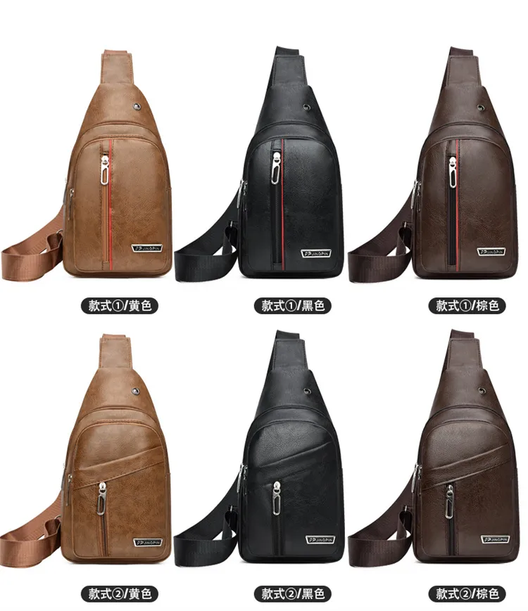 2024 Men's Soft Leather Chest Bag - Waterproof Business Shoulder Messenger Bag for Casual & Business Use, Wholesale Direct from Manufacturer showcase 2