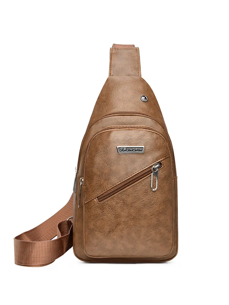 2024 Men's Soft Leather Chest Bag - Waterproof Business Shoulder Messenger Bag for Casual & Business Use, Wholesale Direct from Manufacturer thumbnail 9
