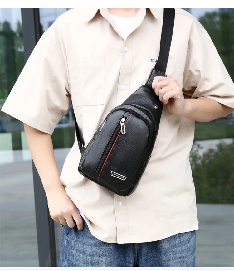 2024 Men's Soft Leather Chest Bag - Waterproof Business Shoulder Messenger Bag for Casual & Business Use, Wholesale Direct from Manufacturer showcase 20