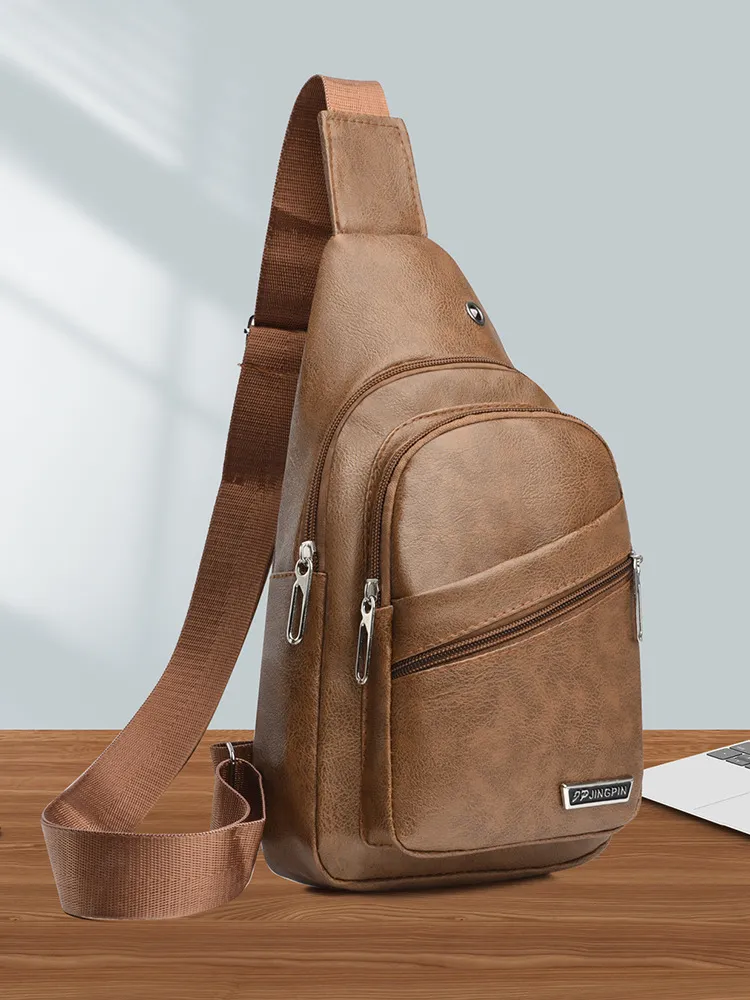 2024 Men's Soft Leather Chest Bag - Waterproof Business Shoulder Messenger Bag for Casual & Business Use, Wholesale Direct from Manufacturer thumbnail 10