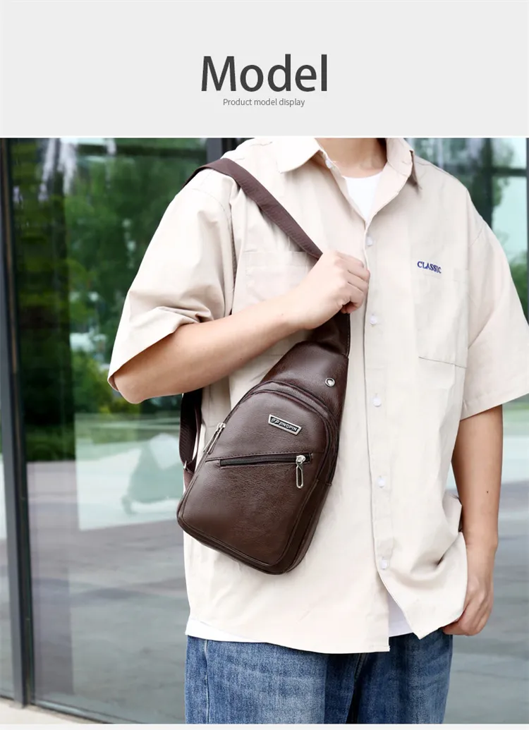 2024 Men's Soft Leather Chest Bag - Waterproof Business Shoulder Messenger Bag for Casual & Business Use, Wholesale Direct from Manufacturer showcase 17