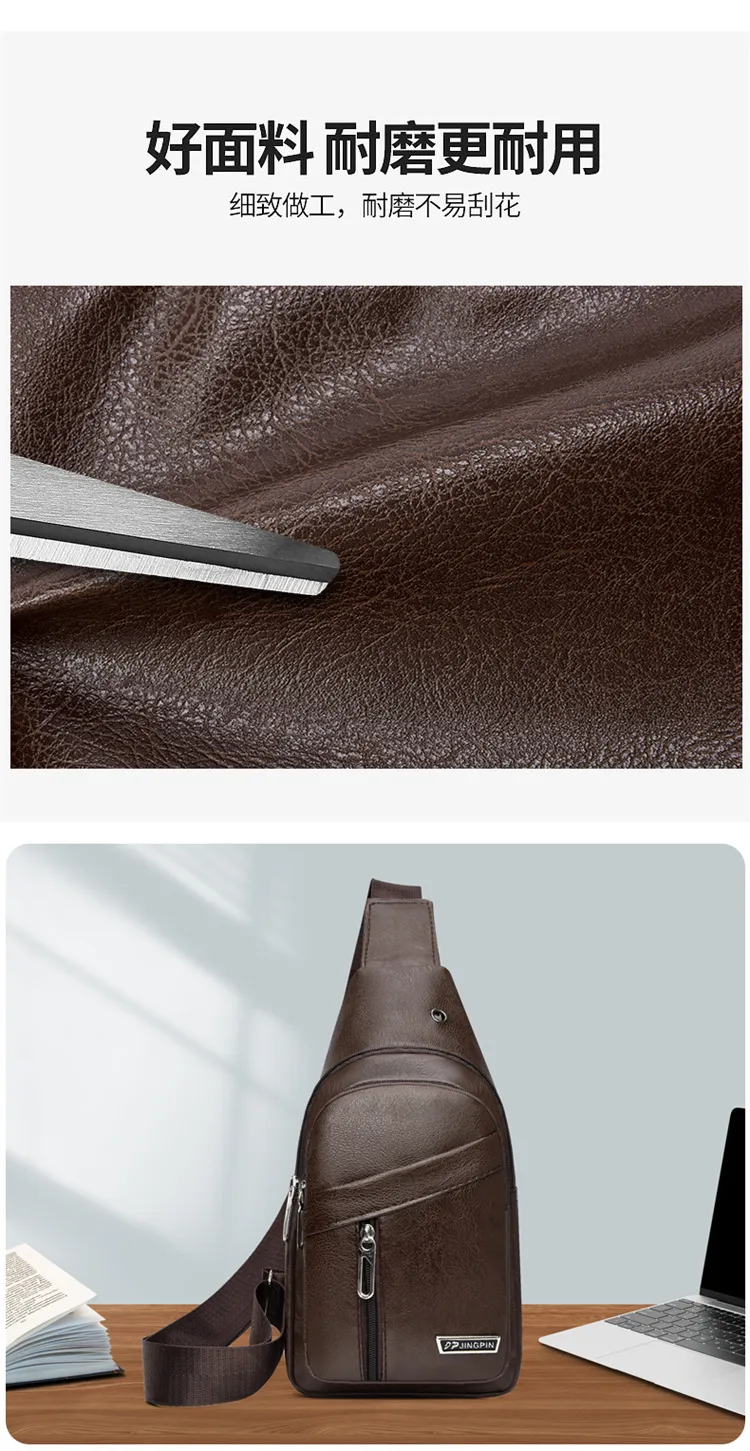 2024 Men's Soft Leather Chest Bag - Waterproof Business Shoulder Messenger Bag for Casual & Business Use, Wholesale Direct from Manufacturer showcase 10