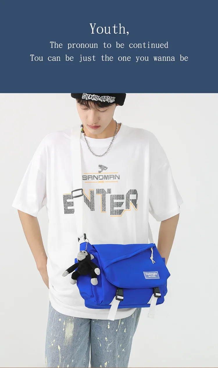 Men's Japanese Style Crossbody Bag - Large Capacity Casual Messenger Bag, Trendy Brand Shoulder Bag for Daily Use showcase 13