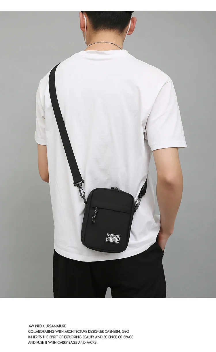 Men's Fashionable Canvas Crossbody Shoulder Bag - Lightweight Mini Mobile Phone Pouch, Casual Sports Small Square Bag for Everyday Use showcase 8