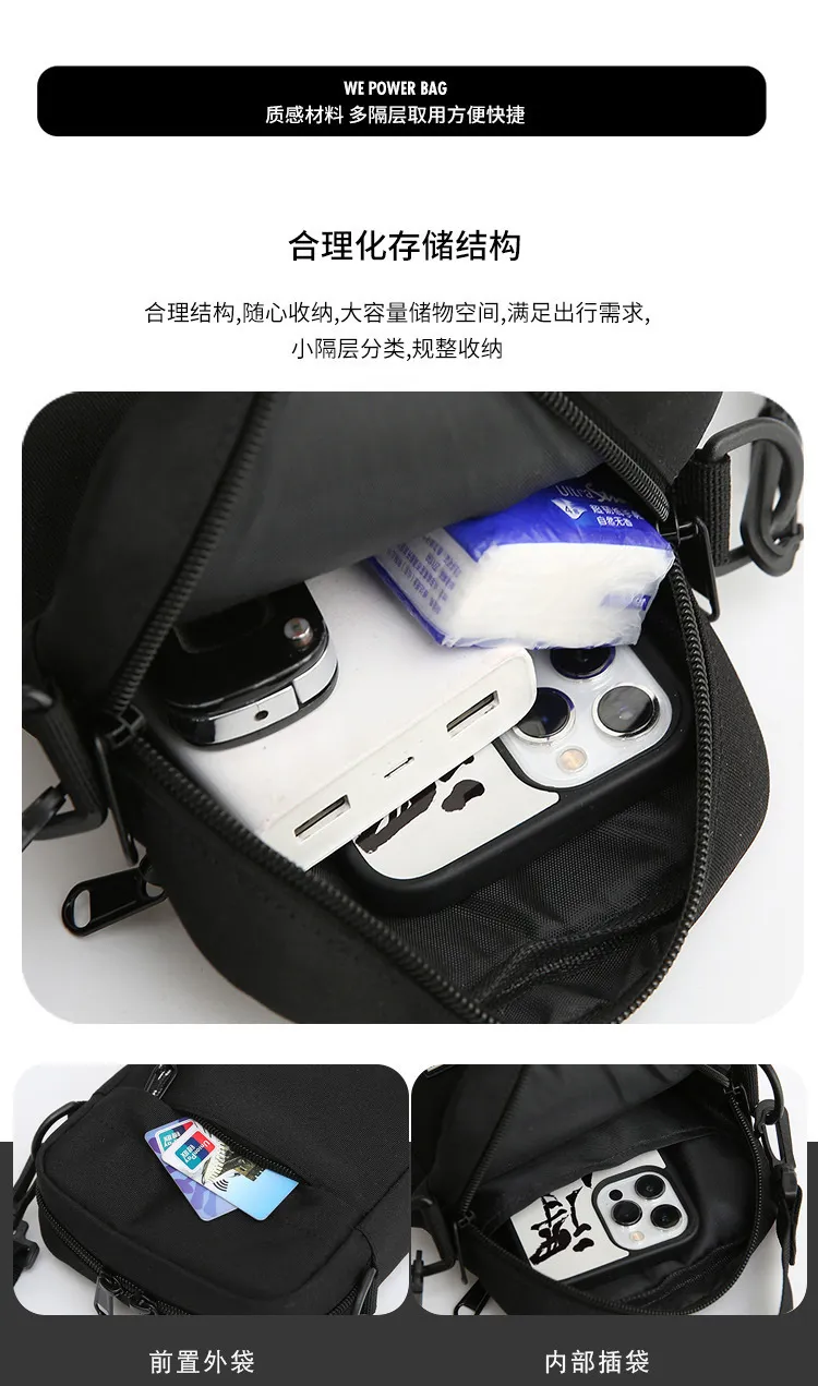Men's Fashionable Canvas Crossbody Shoulder Bag - Lightweight Mini Mobile Phone Pouch, Casual Sports Small Square Bag for Everyday Use showcase 6