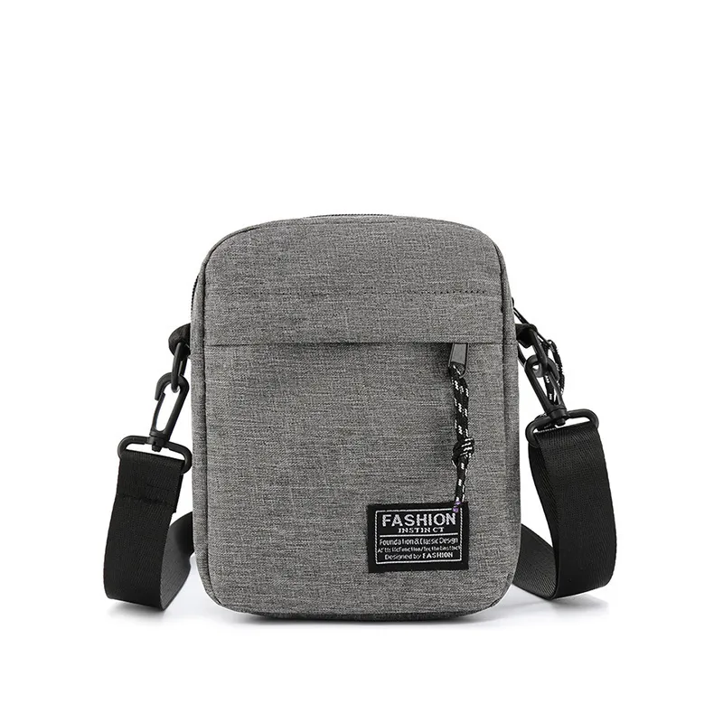 Men's Fashionable Canvas Crossbody Shoulder Bag - Lightweight Mini Mobile Phone Pouch, Casual Sports Small Square Bag for Everyday Use thumbnail 7