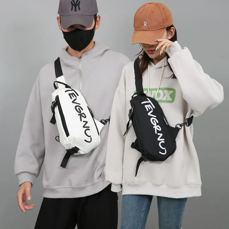 Unisex Korean Style Chest Bag - Fashionable Casual Messenger Shoulder Bag for Couples, Trendy All-Match Design thumbnail 2