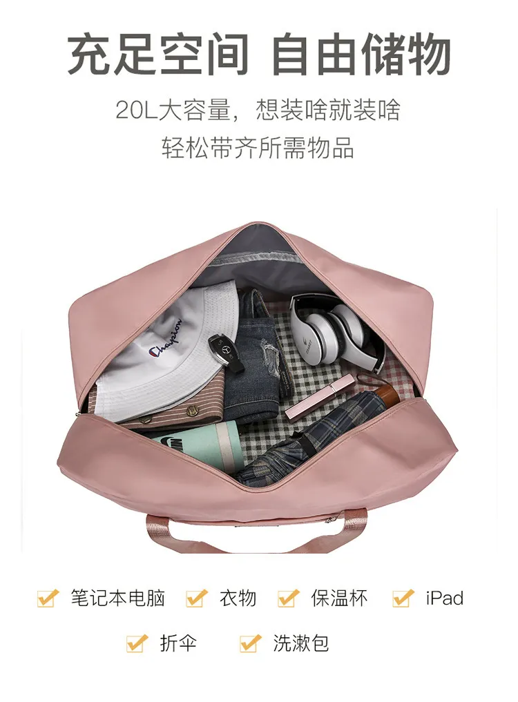 Women's Large Capacity Folding Travel Bag - Portable Lightweight Short-distance Luggage for Getaways showcase 4