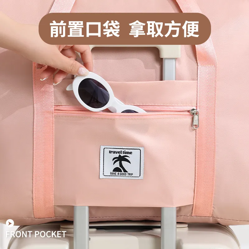 Runhui Large Capacity Twill Coconut Label Travel Handbag - Versatile Storage Luggage Bag for Clothes, Quilts, and Moving - Image 2