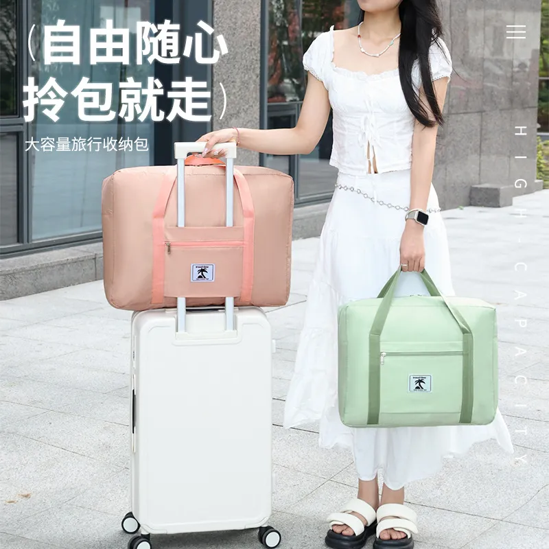 Runhui Large Capacity Twill Coconut Label Travel Handbag - Versatile Storage Luggage Bag for Clothes, Quilts, and Moving - Image 3