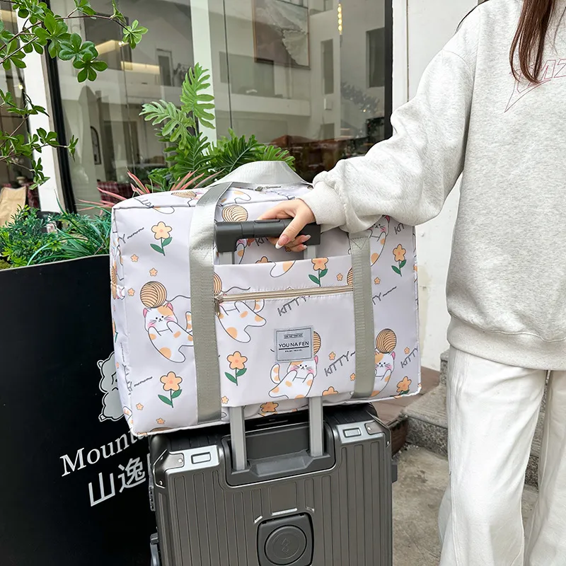 Large Capacity Satchel Travel Bag for Women - Versatile Fitness Luggage, Maternity Cosmetics Pouch, and Trolley Compatible Clothing Carrier thumbnail 4
