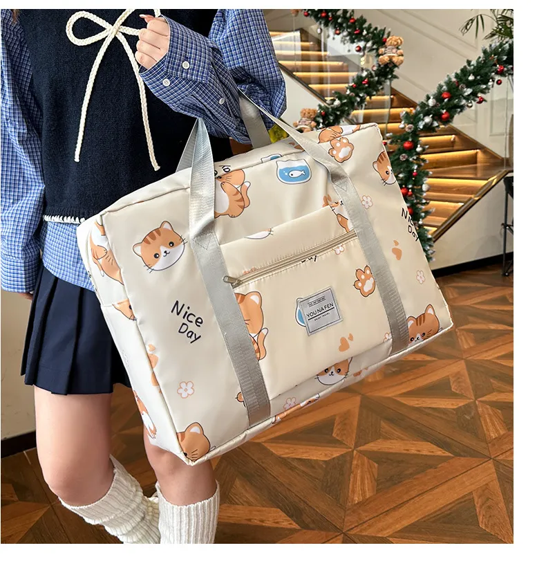 Large Capacity Satchel Travel Bag for Women - Versatile Fitness Luggage, Maternity Cosmetics Pouch, and Trolley Compatible Clothing Carrier showcase 18