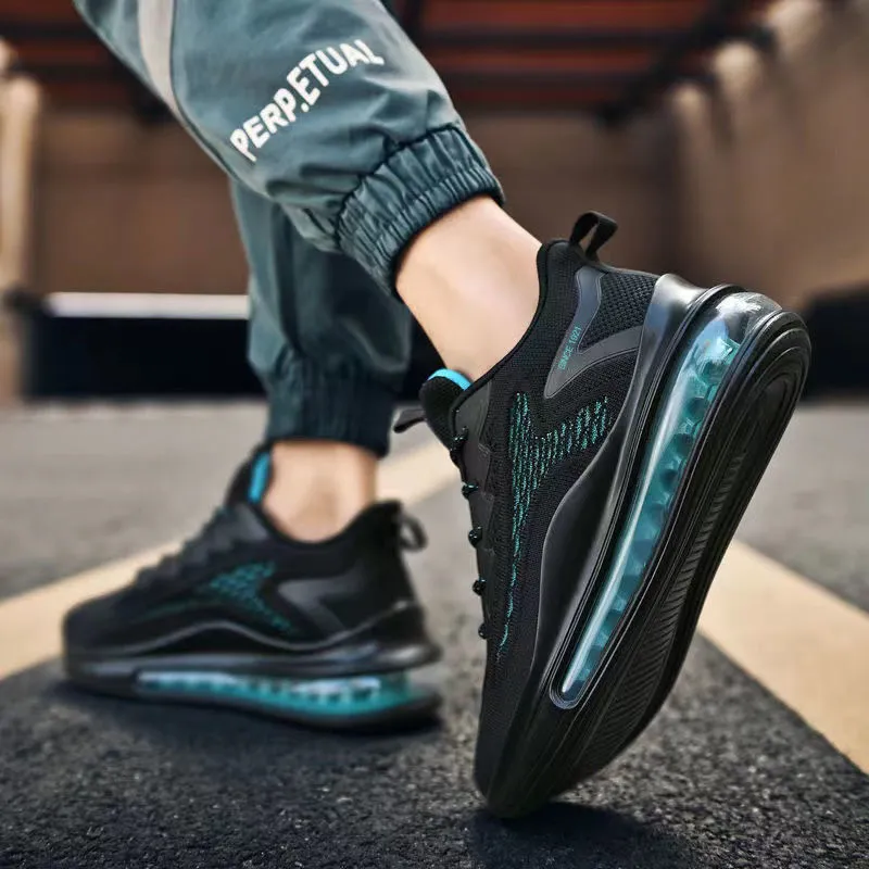 Men's Fly-Knit Running Shoes 2024: Shock-Absorbing Air Cushion Sports Sneakers, Casual Versatile Footwear for Active Lifestyles thumbnail 4