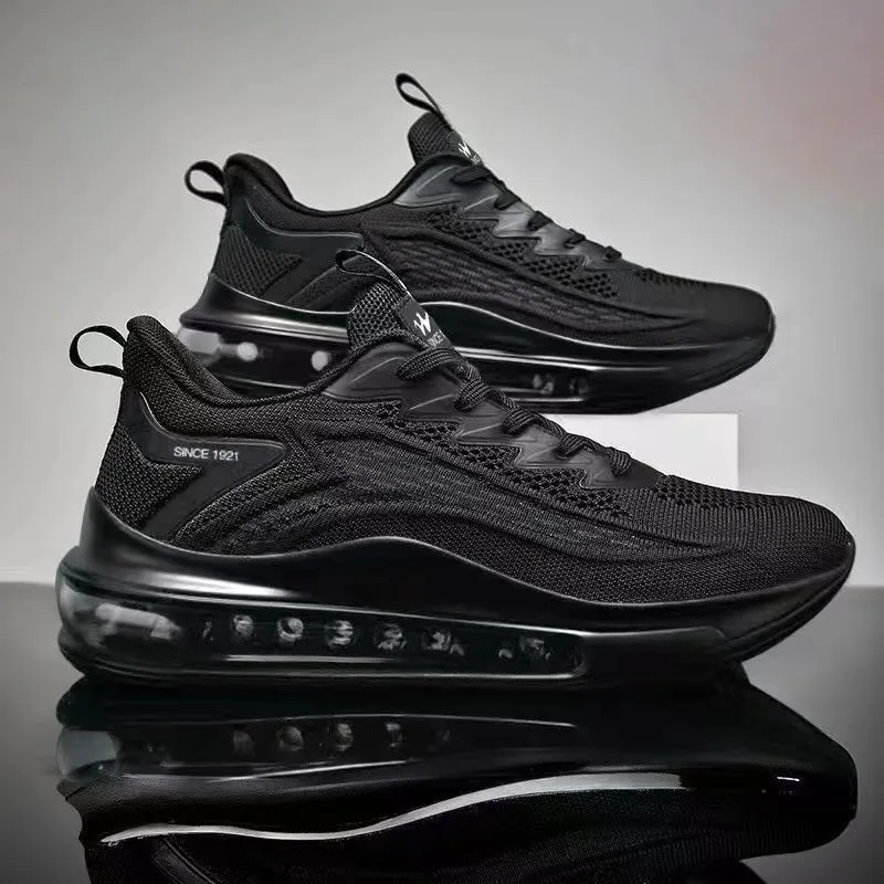 Men's Fly-Knit Running Shoes 2024: Shock-Absorbing Air Cushion Sports Sneakers, Casual Versatile Footwear for Active Lifestyles thumbnail 2