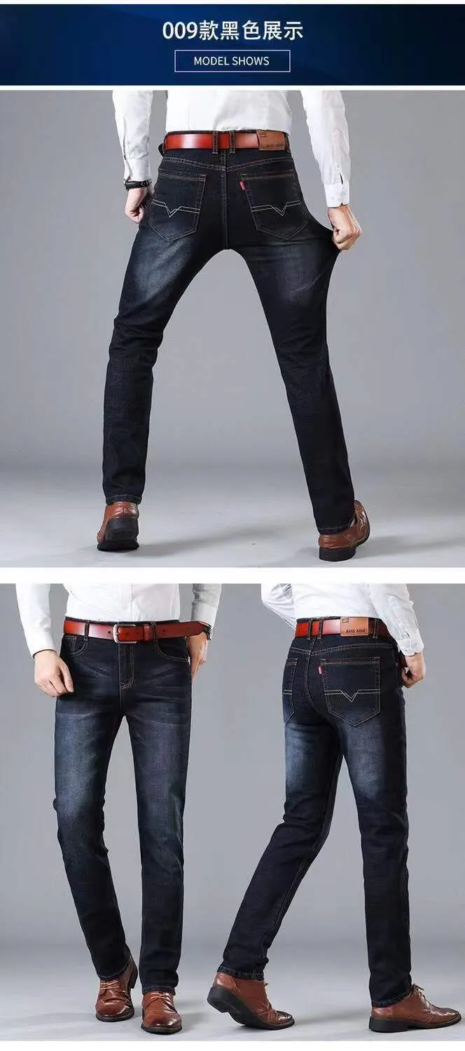 Men's Straight Leg Black Denim Jeans Loose Fit Work Pants - Durable Cotton Twill for Casual Wear showcase 9