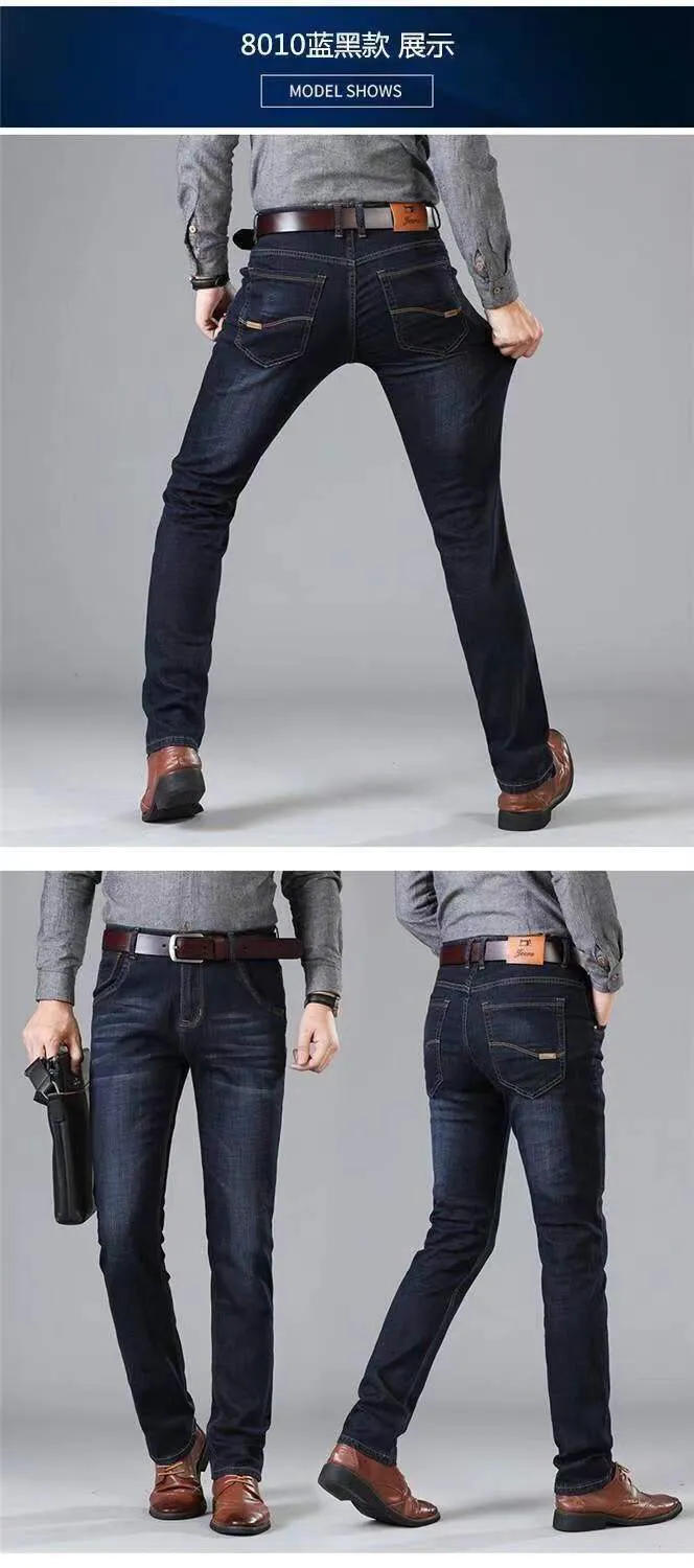 Men's Straight Leg Black Denim Jeans Loose Fit Work Pants - Durable Cotton Twill for Casual Wear showcase 6