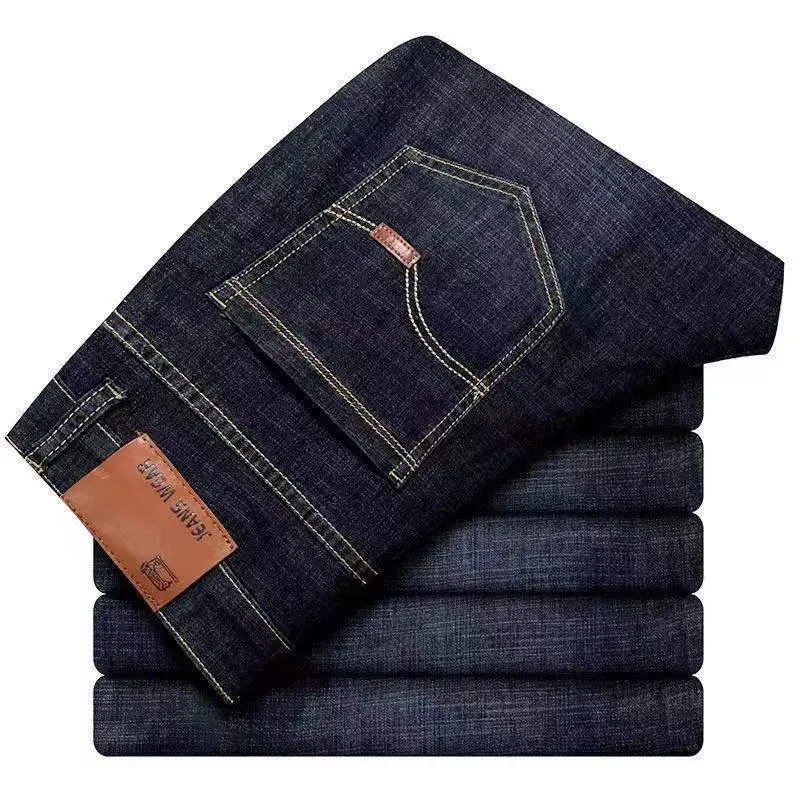 Men's Straight Leg Black Denim Jeans Loose Fit Work Pants - Durable Cotton Twill for Casual Wear thumbnail 5