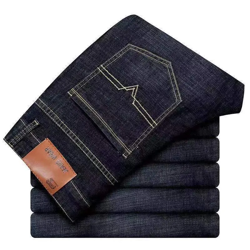 Men's Straight Leg Black Denim Jeans Loose Fit Work Pants - Durable Cotton Twill for Casual Wear thumbnail 1