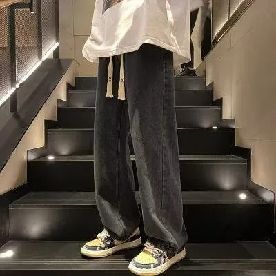 Men's Retro Straight Leg Jeans - Loose Fit Wide Leg American Style High Street Casual Trousers for Spring & Summer thumbnail 1