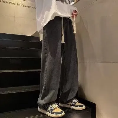 Men's Retro Straight Leg Jeans - Loose Fit Wide Leg American Style High Street Casual Trousers for Spring & Summer thumbnail 3