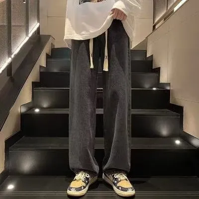 Men's Retro Straight Leg Jeans - Loose Fit Wide Leg American Style High Street Casual Trousers for Spring & Summer thumbnail 2