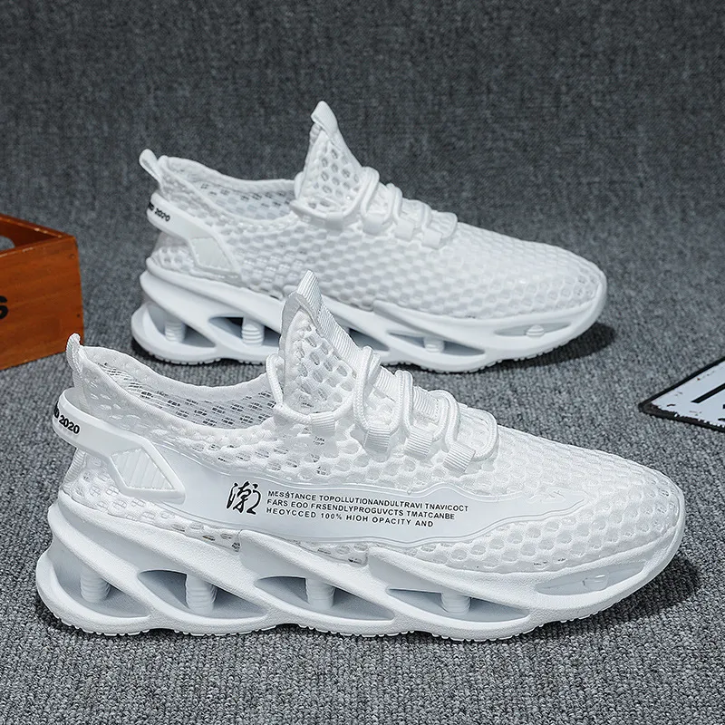 Men's Summer Breathable Mesh Running Shoes - Lightweight Hollow Casual Sneakers with Increased Shock Absorption for Trendy Sports & Everyday Wear - Image 4