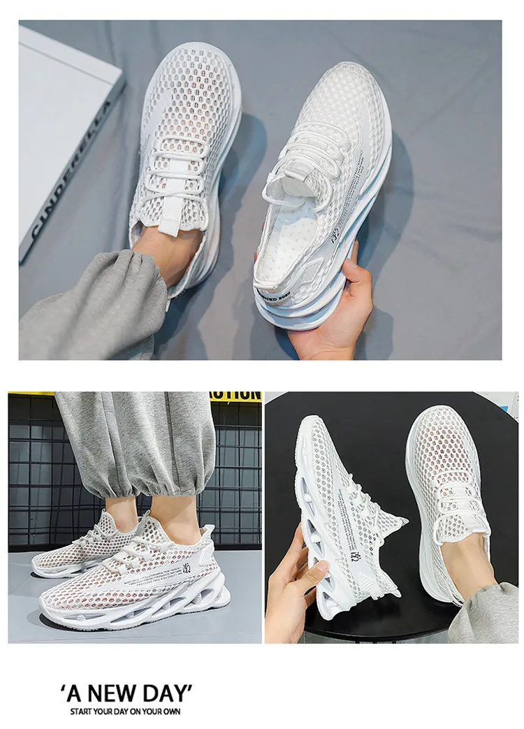 Men's Summer Breathable Mesh Running Shoes - Lightweight Hollow Casual Sneakers with Increased Shock Absorption for Trendy Sports & Everyday Wear showcase 3