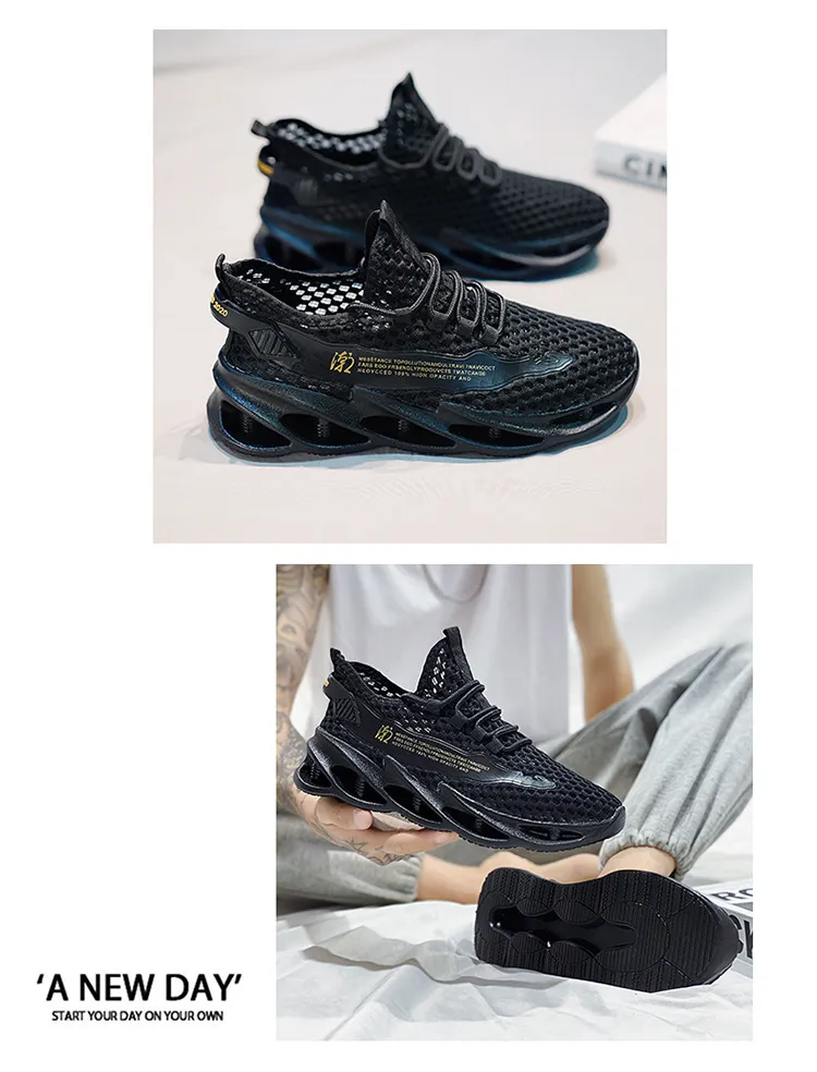 Men's Summer Breathable Mesh Running Shoes - Lightweight Hollow Casual Sneakers with Increased Shock Absorption for Trendy Sports & Everyday Wear showcase 14
